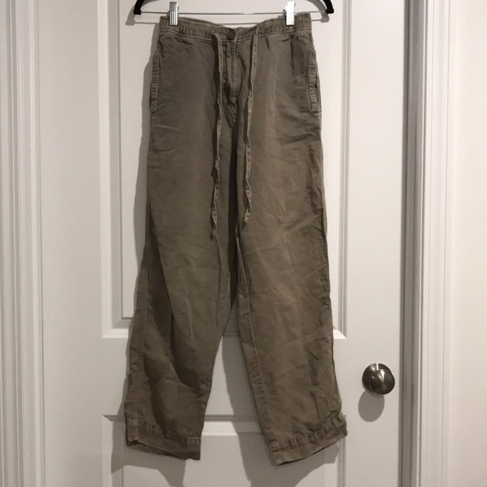 ZARA Linen/Cotton Drawstring Pants in Khaki